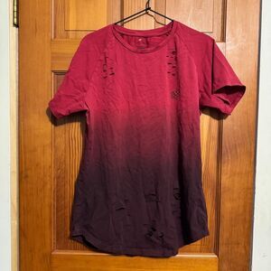 Jed North Red Ombre Distressed Top, size Large [Clothing 397]